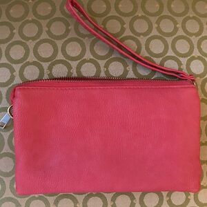 Coral wristlet wallet multizippers